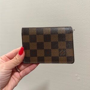 Louis Vuitton Damier Ebene Porte 2 Cartes Vertical Card Case holder mini wallet